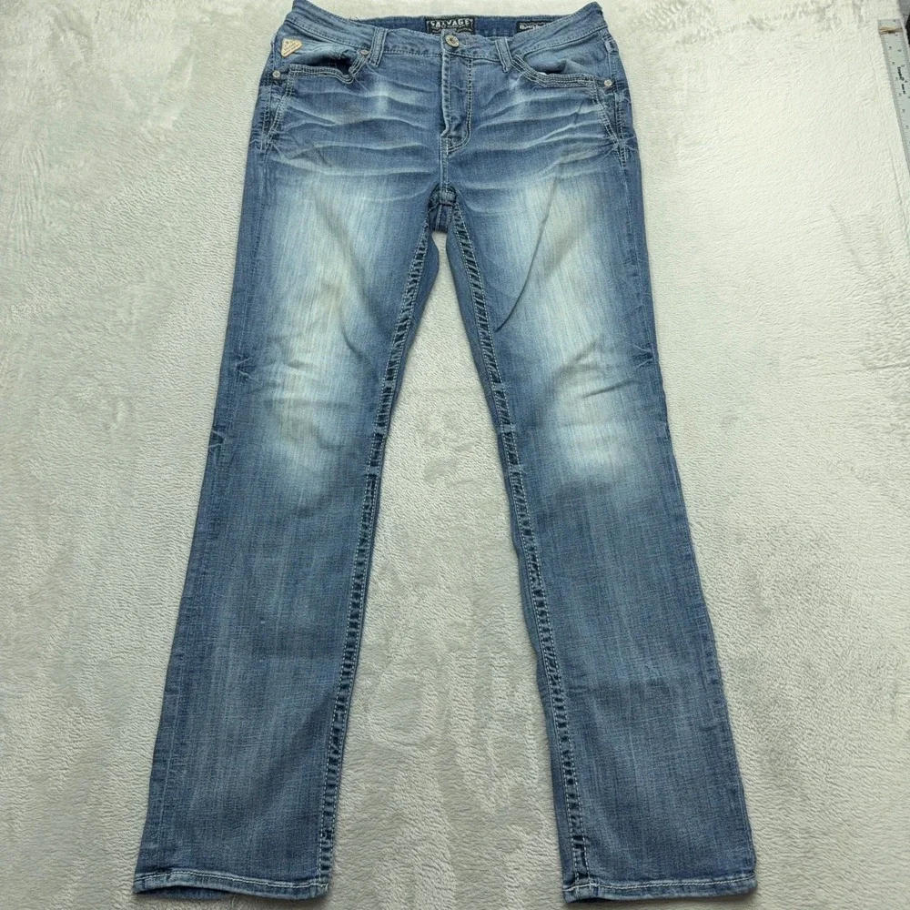 Salvage Straight Leg Jeans Mens 36x34 Blue Mayhem Regular Fit Buckle Exclusive